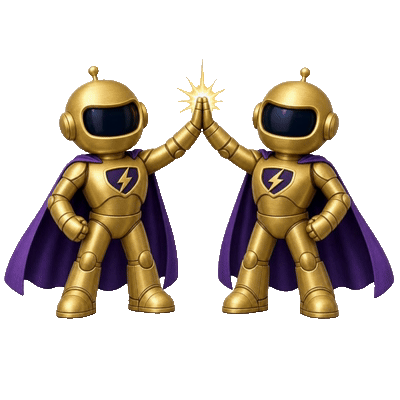 Two IncredAgents bots high-fiving